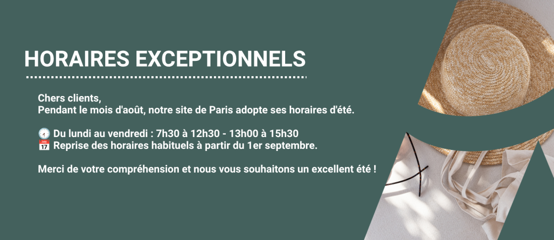 ☀️ Horaires d'été – Mois d'août