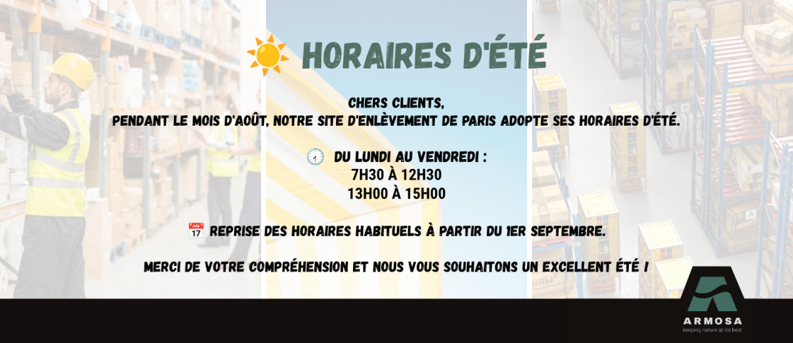 ☀️ Horaires d'été – Mois d'août